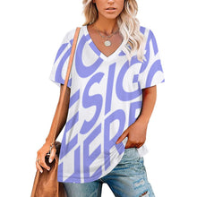 Cargar imagen en el visor de la galería, Camiseta de Manga Corta con Cuello en V para Mujer NZ109 Personalizada con Impresión Completa de una imagen con Foto Logo Patrón Texto