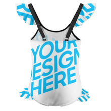 Cargar imagen en el visor de la galería, Bañador de Niña de Una Pieza con Volantes NT040 Personalizado con Impresión Completa con Foto Logo Patrón Texto