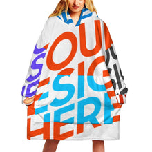Cargar imagen en el visor de la galería, Manta con capucha portátil como regalo Manta de sudadera cálida para interiores y exteriores personalizado con patrón foto texto (impresión de imágenes múltiples)