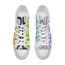 Cargar imagen en el visor de la galería, Zapatos de lona altos Diseño Asimétrico para Mujer Hombre FS0811010 Personalizados con Impresión Completa con Foto Logo Patrón Texto