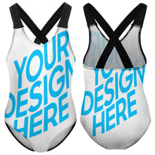 Cargar imagen en el visor de la galería, Bañador de Una Pieza con Estampado de Concha Correas Cruzadas para Niñas NT018 Personalizado con Foto Logo Patrón Texto