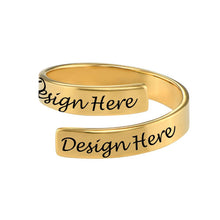 Cargar imagen en el visor de la galería, Anillo Abierto en Cobre Chapado en Oro / Oro Rosa J0017 Grabado Personalizado con Texto Nombre Letras