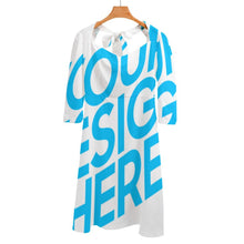 Cargar imagen en el visor de la galería, Vestido estampado cuello en V lazo espalda manga 3/4 para mujer B272 Personalizado con Impresión Completa de una imagen con Foto Logo Patrón Texto