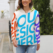 Cargar imagen en el visor de la galería, Sudadera con Capucha de Felpa con Cremallera Chaqueta Gruesa Manga Larga con Forro Polar para mujer BH1 Personalizada con Impresión Completa de múltiples imágenes con Foto Logo Patrón Texto