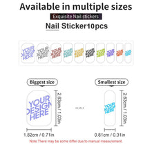 Cargar imagen en el visor de la galería, Pegatinas de Esmaltes de Uñas / Tiras de Uñas Envolturas Completas Autoadhesivas BG1604007 Personalizadas con impresión completa de múltiples imágenes con Foto Logo Patrón Texto