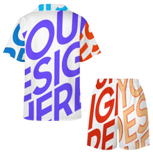 Cargar imagen en el visor de la galería, Conjunto de pijama de satén de seda para mujer conjunto de ropa de dormir de dos piezas con botones personalizado con patrón foto texto (impresión de imágenes múltiples)