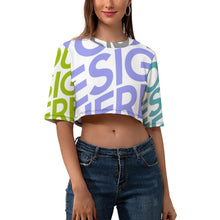 Cargar imagen en el visor de la galería, Crop Top Camiseta corta Sexy Cuello Redondo Manga Corta de mujer NZ110 Personalizado con Impresión Completa de múltiples imágenes con Foto Logo Patrón Texto
