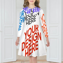 Cargar imagen en el visor de la galería, Vestido de manga larga para niña vestido acampanado F6Q personalizado con patrón foto texto (impresión de imágenes múltiples)