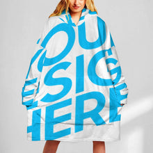 Cargar imagen en el visor de la galería, Manta para vestir suéter manta sudadera con capucha de felpa para mujer personalizado con patrón foto texto (impresión de imagen única)