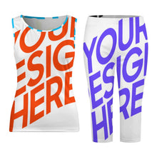 Cargar imagen en el visor de la galería, Camiseta sin manga pantalones cortos Traje / Conjunto ajustado de dos piezas para mujer PTZ Personalizada con Impresión Completa de múltiples imágenes con Foto Logo Patrón Texto