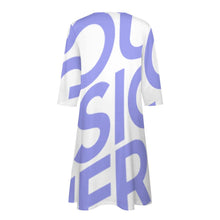 Cargar imagen en el visor de la galería, Vestido Casual de Manga 3/4 con Cuello de Pico y Bolsillo para Mujer BNQ Personalizado Impresion Completa de Una Imagen con Foto Logo Patrón Texto