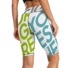 Cargar imagen en el visor de la galería, Leggings Cortos de Yoga Mallas de Cintura Alta de Ejercicio Fitness Pilate Deporte para mujer Y09B Personalizados con Impresión Completa de múltiples imágenes con Foto Logo Patrón Texto