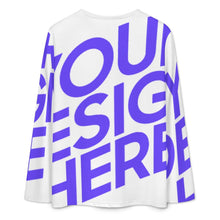 Cargar imagen en el visor de la galería, Camiseta de manga larga con cuello en V para mujer A38L Blusa holgada informal personalizado con patrón foto texto (impresión de imagen única)