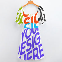 Cargar imagen en el visor de la galería, Vestido manga farol cuello redondo ancho dulce mono para mujer B271 Personalizado con Impresión Completa de múltiples imágenes con Foto Logo Patrón Texto