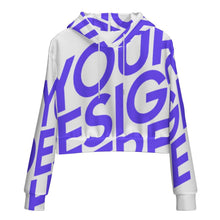 Cargar imagen en el visor de la galería, Sudadera corta de manga larga con cuello redondo y cordón para mujer MWZXU029 personalizado con patrón foto texto (impresión de imagen única)