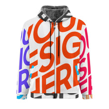 Cargar imagen en el visor de la galería, Sudadera con capucha de forro polar con cremallera completa para hombre WZIP personalizado con patrón foto texto (impresión de imágenes múltiples)