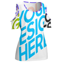Cargar imagen en el visor de la galería, Camiseta Hombros Descubiertos Sexy Manga Corta Cuello Redondo para mujer ACT Personalizada con Impresión Completa de múltiples imágenes con Foto Logo Patrón Texto