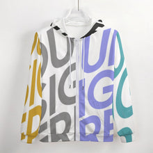 Cargar imagen en el visor de la galería, Sudadera con Capucha de felpa con cremallera Chaqueta de forro polar para hombre GH Personalizada con Impresión Completa de múltiples imágenes con Foto Logo Patrón Texto