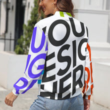 Cargar imagen en el visor de la galería, Chaqueta Manga Larga con Cremallera Casual Deportiva para Mujer LLJK Personalizada con Impresión Completa de múltiples imágenes con Foto Logo Patrón Texto