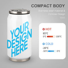 Cargar imagen en el visor de la galería, Taza tipo lata de aluminio con Tapa y Pajita Acero Inoxidable 304 Taza Térmica de Viaje Reutilizable para Café JJ0520153 Personalizada con Foto Logo Patrón Texto
