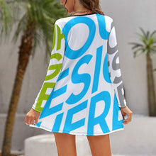 Cargar imagen en el visor de la galería, Vestido suelto holgado de moda manga larga para mujer NZ035 Personalizado con Impresión Completa de múltiples imágenes con Foto Logo Patrón Texto