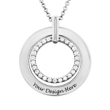 Cargar imagen en el visor de la galería, Collar Personalizado Redondo de Circonia Cúbica de Plata de Ley 925 / Cobre para Mujer X0080 Grabado con Texto Nombre