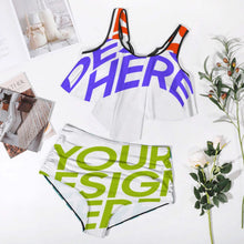 Cargar imagen en el visor de la galería, Traje de baño / Bikini Talla Grande Cintura Alta con Volantes Sexy para Mujer FT5095 Personalizado con Impresión Completa de múltiples imágenes con Foto Logo Patrón Texto