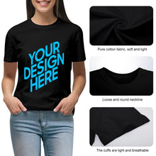 Cargar imagen en el visor de la galería, Camiseta de manga corta boutique de alta 100% algodón para mujer NZ2205112 Personalizada con Impresión Frontal Trasera de dos imágenes con Foto Logo Patrón Texto