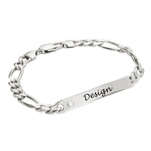 Cargar imagen en el visor de la galería, Pulsera de plata de ley 925 para mujer hombre con tira de circonitas chapada en oro rosa S0007 Personalizada Grabada con Texto Nombre