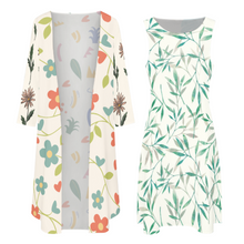 Cargar imagen en el visor de la galería, Traje de de Vestido sin Mangas y Cárdigan Largo Casual Elegante de Moda para Mujer STZ Personalizado Impresion Completa de Múltiples Imágenes con Foto Logo Patrón Texto