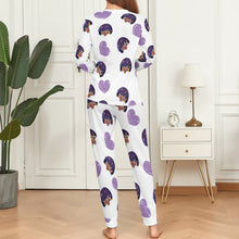 Cargar imagen en el visor de la galería, Pijama Conjunto Casual y Pantalones Largos de Otoño Invierno Suaves para Mujer BTZ Personalizado Impresion Completa de Múltiples Imágenes con Foto Logo Patrón Texto