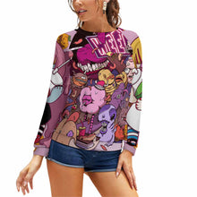 Cargar imagen en el visor de la galería, Sudadera de Cuello Redondo con Manga Raglán sin Capucha para Mujer RHDEC2 Personalizada Impresion Completa de Múltiples Imágenes con Foto Logo Patrón Texto