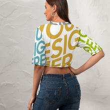 Cargar imagen en el visor de la galería, Crop Top Camiseta corta Sexy Cuello Redondo Manga Corta de mujer NZ110 Personalizado con Impresión Completa de múltiples imágenes con Foto Logo Patrón Texto