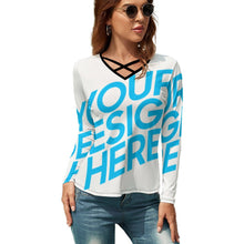 Cargar imagen en el visor de la galería, Camiseta Cuello en V Manga larga Sexy para Mujer NZ118 Personalizada con Impresión Completa de una imagen con Foto Logo Patrón Texto
