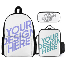 Cargar imagen en el visor de la galería, Conjunto de Mochila y Bolsa de Almuerzo y Estuche de Lápices para Adultos Niños XB0604096 Personalizado de Múltiples Imágenes con Foto Logo Patrón Texto
