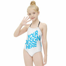 Cargar imagen en el visor de la galería, Bañador de Una Pieza con Tirantes para Niña NT017 Personalizado con Foto Logo Patrón Texto