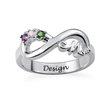 Cargar imagen en el visor de la galería, Anillo Infinito de Circonitas Cúbicas de Plata 925 Chapada en Oro / Oro Rosa J0023 Grabado Personalizado con Texto Nombre Letras