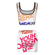 Cargar imagen en el visor de la galería, Conjunto de chándal de yoga de alta calidad con crop top y shorts YJ052 personalizado con patrón foto texto (impresión de imágenes múltiples)