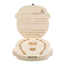 Cargar imagen en el visor de la galería, Caja de dientes de bebé, organizador de madera para niños para dientes de bebé, lindo recipiente de dientes para niños con pinzas y botella lanugo para mantener la memoria de la infancia YT1203000 Personalizado Personalizada con Foto, Texto o Logo