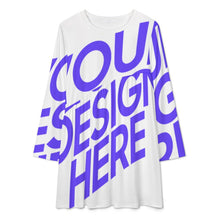 Cargar imagen en el visor de la galería, Vestido de manga larga para mujer F72Q Vestido estilo empalme informal personalizado con patrón foto texto (impresión de imagen única)