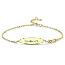 Cargar imagen en el visor de la galería, Pulsera con Colgante Ovalado Grabado para Mujer Hombre S0036 Personalizada con Texto Nombre