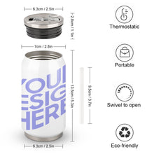 Cargar imagen en el visor de la galería, Taza tipo lata de aluminio de 304 Acero Inoxidable Reutilizable Estampada Completa con Tapa y Pajita para Cola Café Bebida JJ0520165 Personalizada con Foto Logo Patrón Texto