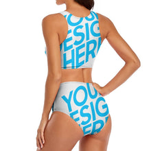 Cargar imagen en el visor de la galería, Traje de baño dividido sexy para mujer de cintura alta OCS2118 Personalizado con Impresión Completa de una sola imagen con Foto Logo Patrón Texto