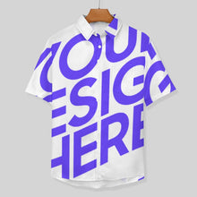 Cargar imagen en el visor de la galería, Camisa de manga corta de lino para hombre con bolsillo B339 personalizado con patrón foto texto (impresión de imagen única)