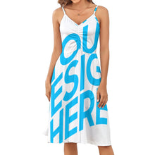 Cargar imagen en el visor de la galería, Vestido largo de tirantes de moda para mujer AJQ Personalizado con Impresión Completa de una imagen con Foto Logo Patrón Texto