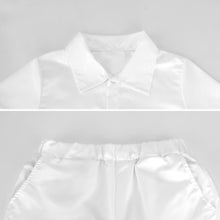 Cargar imagen en el visor de la galería, Conjunto playero playera manga corta y shorts niño (2 piezas) A27TZ personalizado con patrón foto texto (impresión de imagen única)
