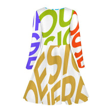 Cargar imagen en el visor de la galería, Vestido de Manga Larga con Volante Cuello Redondo para Otoño Invierno para Niña Chica CRQ Personalizado Impresion Completa de Múltiples Imágenes con Foto Logo Patrón Texto