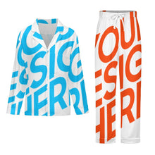 Cargar imagen en el visor de la galería, Pijama de manga larga para mujer de 2 piezas, ropa de estar por casa cálida y acogedora personalizado con patrón foto texto (impresión de imagen única)