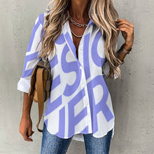 Cargar imagen en el visor de la galería, Camisa con dobladillo irregular manga larga para mujer B648 Personalizada con Impresión Completa de una imagen con Foto Logo Patrón Texto