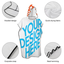 Cargar imagen en el visor de la galería, Poncho Toalla de Playa con Capucha Suave para Mujer Hombre NZ158 Personalizada con Impresión Completa con Foto Logo Patrón Texto